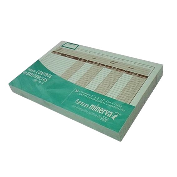 Tarjeta Kardex Control de Existencias por 100 Minerva 3014