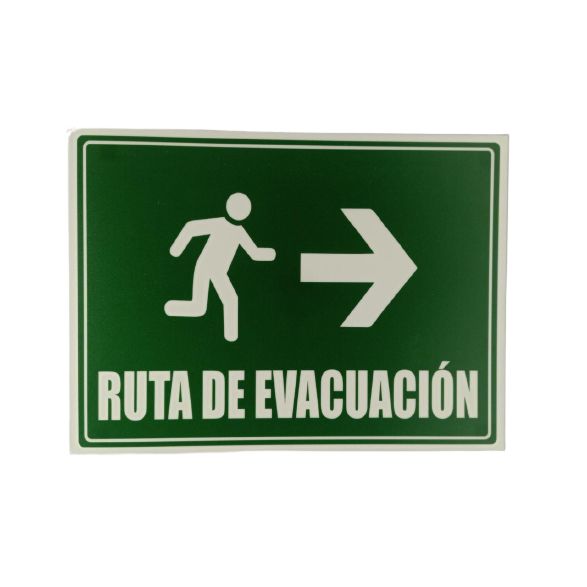 Señalizacion Fotolumi 22x30 cm Ruta Evacuacion Derecha