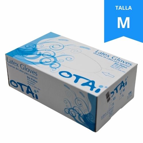 guante de examen latex sin talco blanco x100 talla m