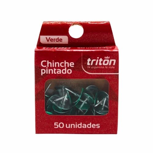 Chinche Metalico Triton Verde Caja por 50 Unidades
