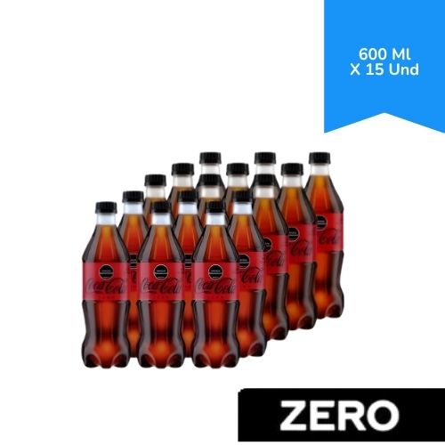 Gaseosa Coca Cola Zero Botella De 600 Ml X 15 Unidades