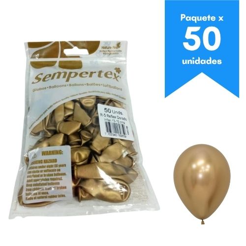 Globos Sempertex Ref: R-5 dorado  Paq. x 50 uds.