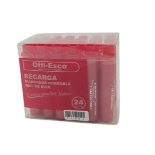 recarga marcador borrable offi-esco rojo  paq x 24 uds