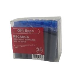 recarga marcador borrable offi-esco azul paq x 24 uds