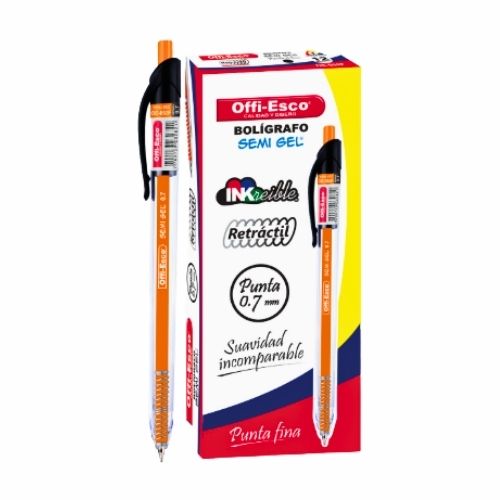 Esfero Offi-Esco OE-052F Semi Gel Negro 0.7 Retractil