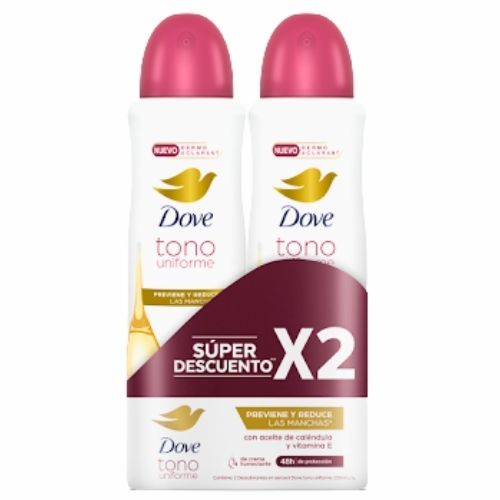 Desodorante Dove Aerosol Dermo Aclarant 150 Ml Paq X2u.