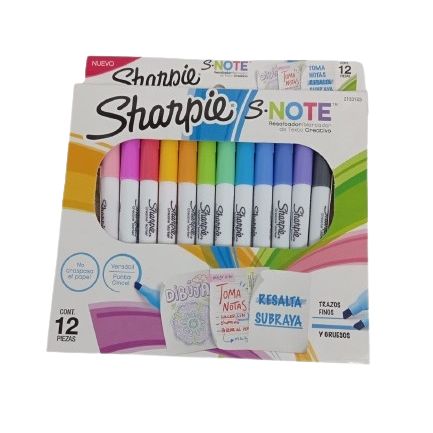 Resaltador Sharpie Note Delgado X 12 Colores Surtidos