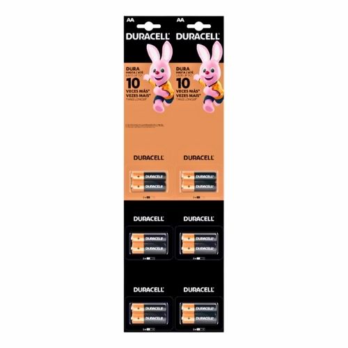 Pila Duracell AA Hang Card 6 Pares x 2 Unidades