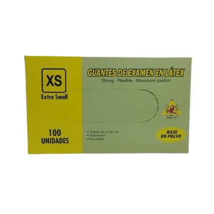 Guante Latex no Esteriles Con Talco Talla XS Caja x 100u