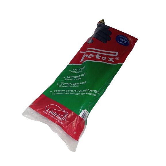 guante de caucho largo calibre 35 protex negro talla 8