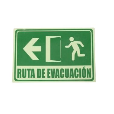 Senalizacion Fotoluminicente 15x22cms Ruta De Evac Izquierda