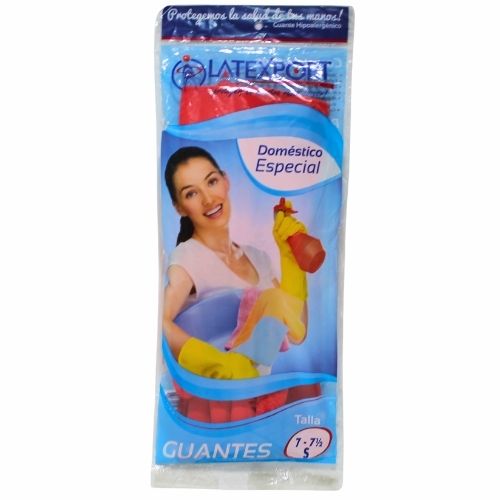Guante Domestico Rojo Calibre 18 Talla 7 - 7.5