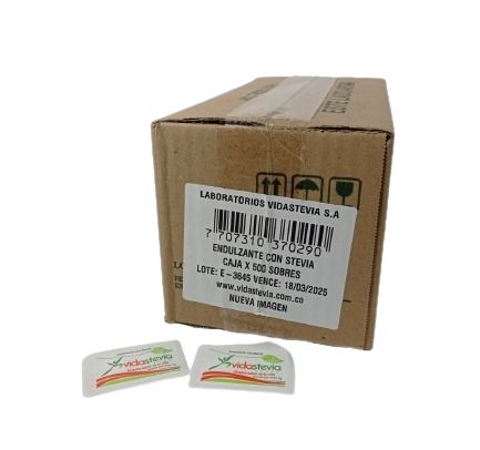 Endulzante con Stevia Vida Stevia Caja por 500 Sobres 1g (=)