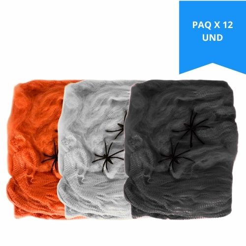 Telaraña Halloween Negra Pequeña Paq.x12u.