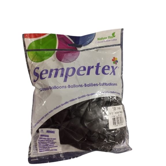 Globos Sempertex Color Negro Ref R12 Paq.x50u.
