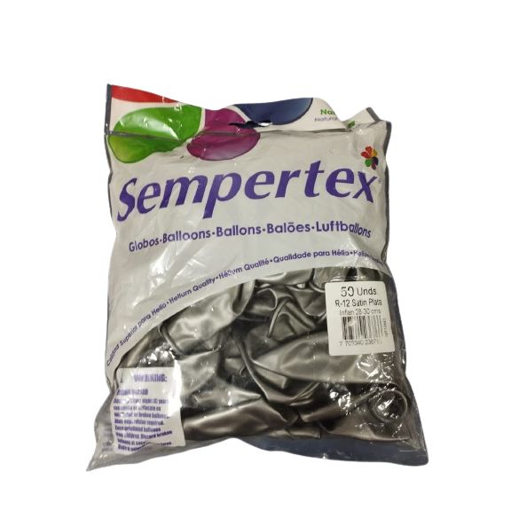 Globos Sempertex Plateado R12 Paq. x 50u.