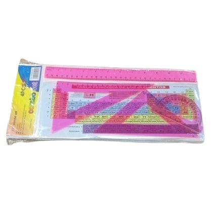 Juego Geometrico: 2 Escuadras + Regla 30 Cms + Transportador