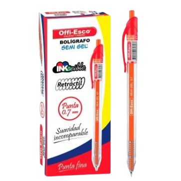 Esfero Offi Esco OE-052F Semi Gel Rojo 0.7 Retractil