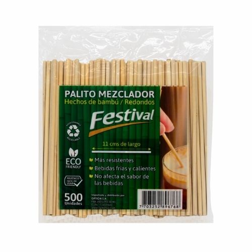 Mezcladores De Madera Redondos 11 Cms Paq.x500u.