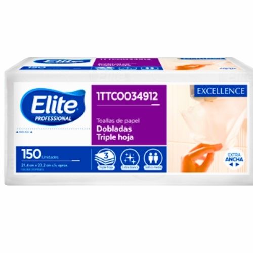 Toalla de Manos en Z Desechable Elite Triple H Paq x150 34912