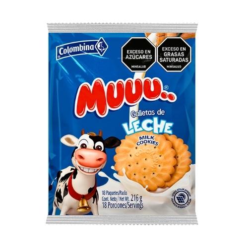 Galletas Muu Leche Paquete x18 unidades 12g. C/U
