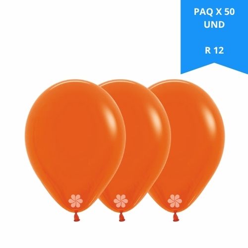 Globos Sempertex R-12 Paquete x 50u. Color Naranja
