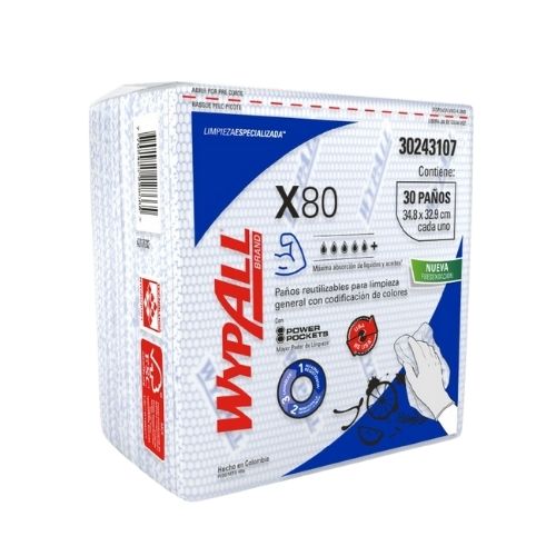 Paños De Limpieza Wypall X80 Azul Power Pockets PAQ.x 30u 30243107