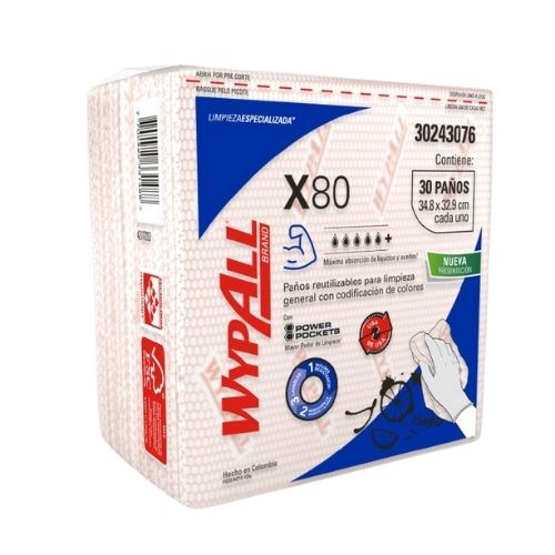Paños De Limpieza Wypall X80 Rojo Power Pockets 30u 30243076