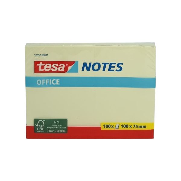 Notas Adhesivas Amarillas Tesa Grandes 75 x 100 mm x100 Hojas
