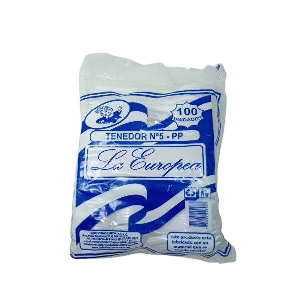 Tenedor Plastico Desechable Blanco Pequeño Paquete X100u.