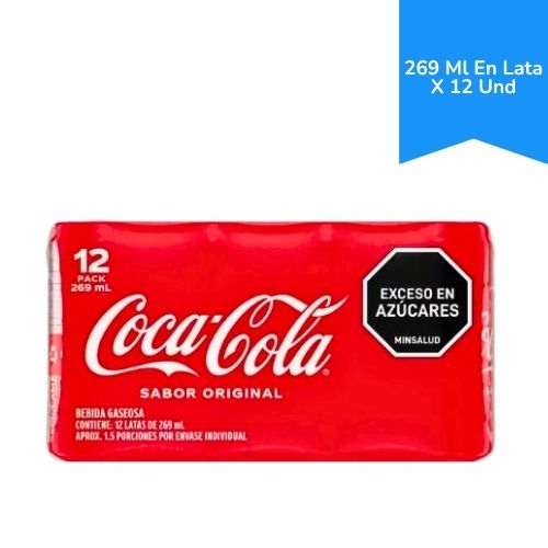 Gaseosa Coca Cola Sabor Original 269ml en Lata x12 Unidades