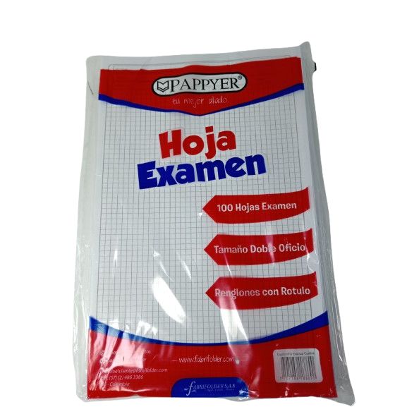 Hoja de Examen Cuadricula Tamaño Oficio  Paq.x100H.