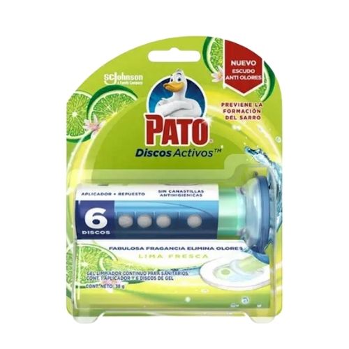 Desinfectante Inodoro Pato Discos Activos + Tubo Aplicador x 38gr
