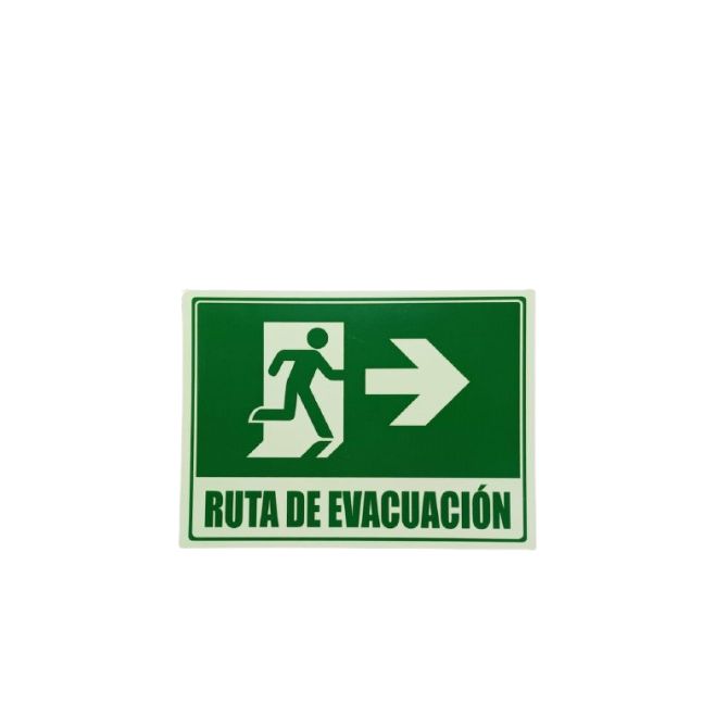 Senalizacion Fotolu. 22 x 30cm Cal. 40 Ruta Evacuacion Derecha