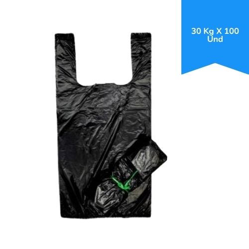 Bolsa Con Manija Negra 30 Kg Paq.x 100u.