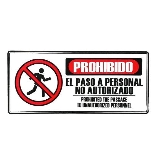 Señalizacion 30x14cms Prohibido Paso A Personal No Autorizado
