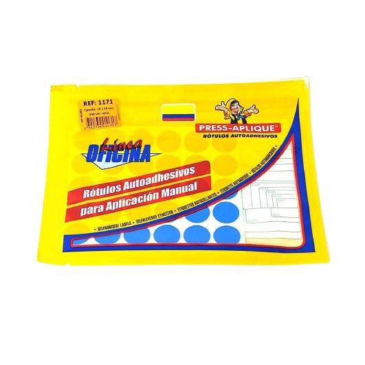 Press Aplique BL19 mm x 540 rotulos Sobre Azul REF:1171