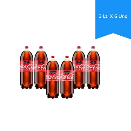 Gaseosa Coca Cola Original 3 Litros Paca x6 Unidades