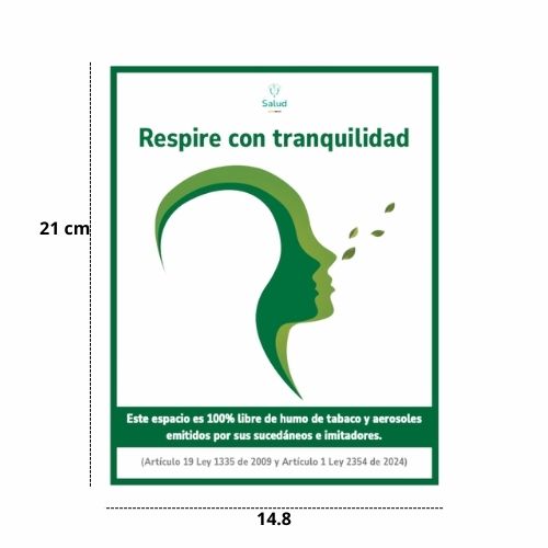 Señalizacion 14.8x21 cm C.40 Ambientes Libres De Humo y Aerosoles