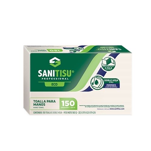 Toalla De Manos Sanitisu En Z Doble H Natural Paq.x150u. Ref: 530222506
