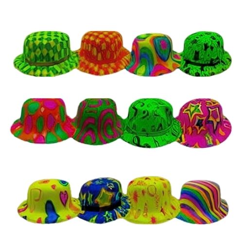 Sombrero Neon Estampado x12 Unidades Surtidos