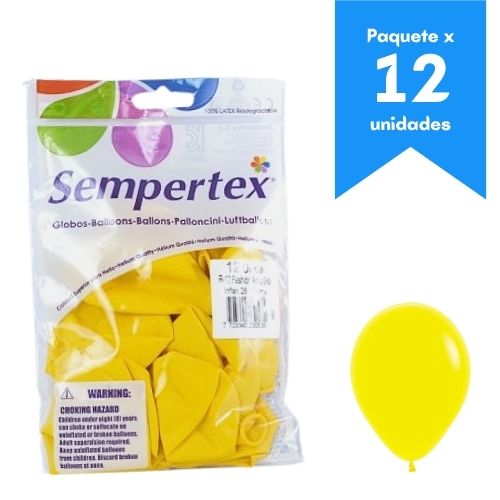 Globos Paquete x12u. Sempertex Ref: R-12 Color Amarillo