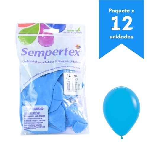 Globos Paquete x12u. Sempertex Ref: R-12 Color Azul Claro