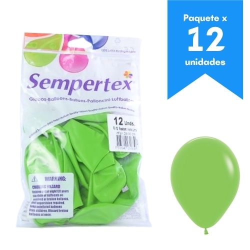 Globos Paquete x12u. Sempertex Ref: R-12 Color Verde Claro