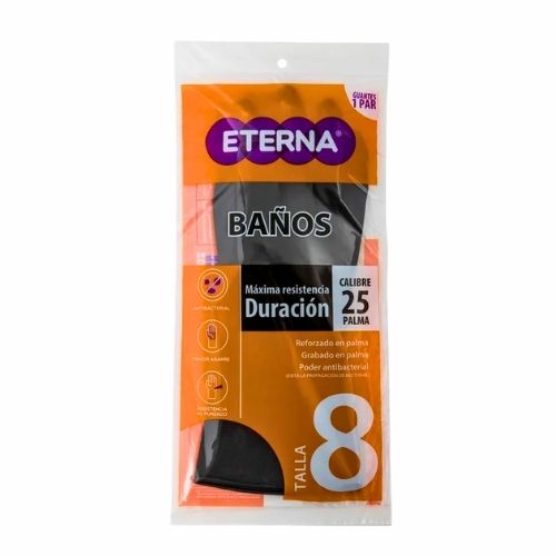 Guante Industrial Calibre 25 Negro Talla 8 Marca Eterna