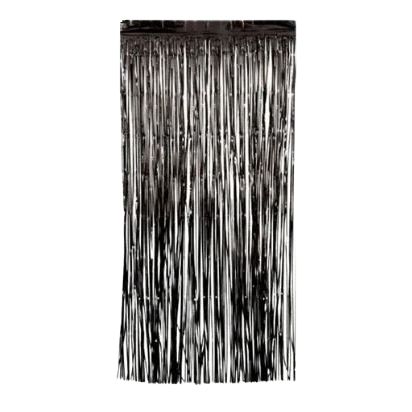 Cortina Decorativa Metalizada Negra