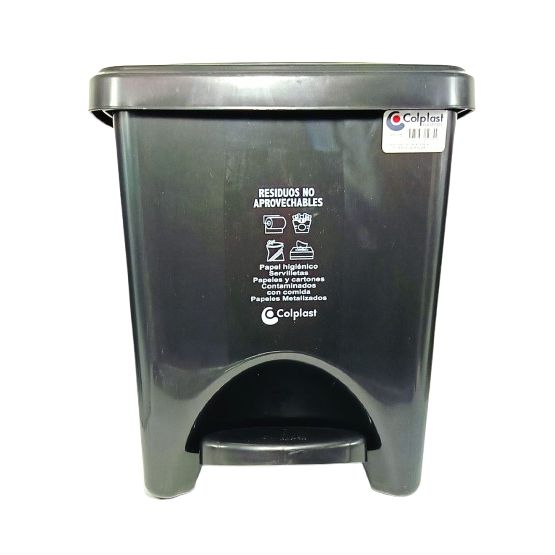 Papelera Pedal Negra Cuadrada 22 Litros Marca Colplast