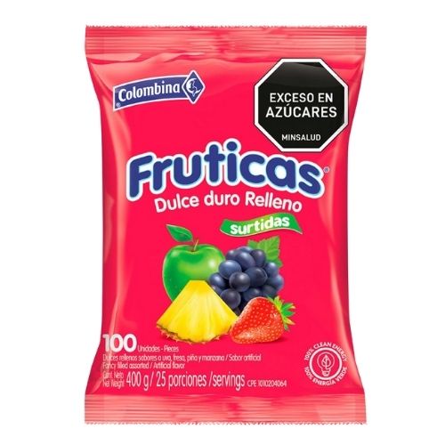 Caramelo Fruticas Duro Relleno Sabores Frutales Paq.x100u.