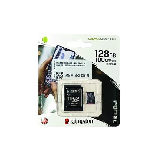 Memoria Micro SD 128GB Class 10 Kingston SDCS2 C.Adaptador
