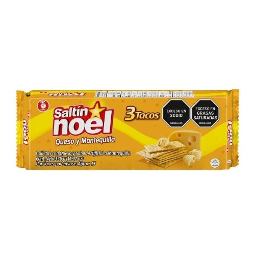 Galletas Saltin Noel Queso y Mantequilla Paquete por 3 Tacos 338gr